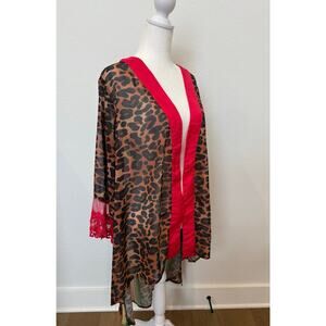 L&B Neon Leopard Aztec Kimono‎ Pink Green Medium